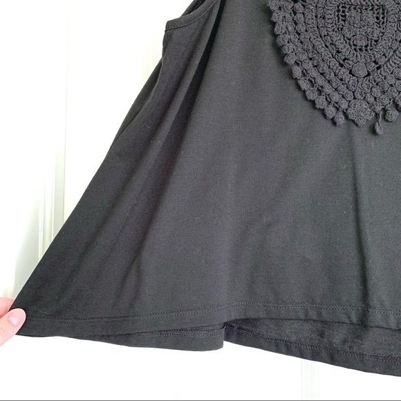 BONGO Black Crop Crochet Boxy Tank Top Loose Flowy Fit size Small - Picture 2 of 6